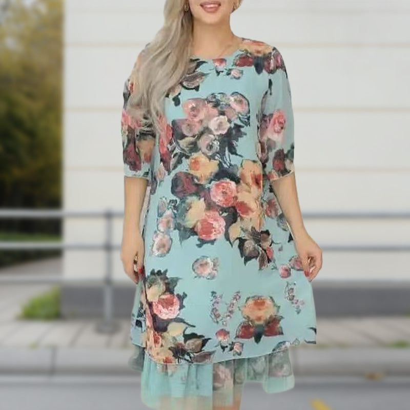 New Arrival🌸Women's Elegant Rose Print Loose Dress