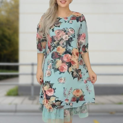 New Arrival🌸Women's Elegant Rose Print Loose Dress