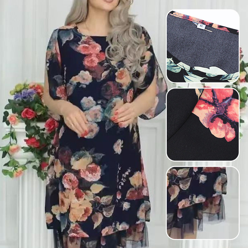 New Arrival🌸Women's Elegant Rose Print Loose Dress