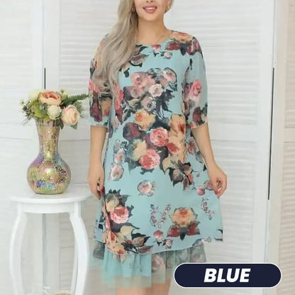 New Arrival🌸Women's Elegant Rose Print Loose Dress