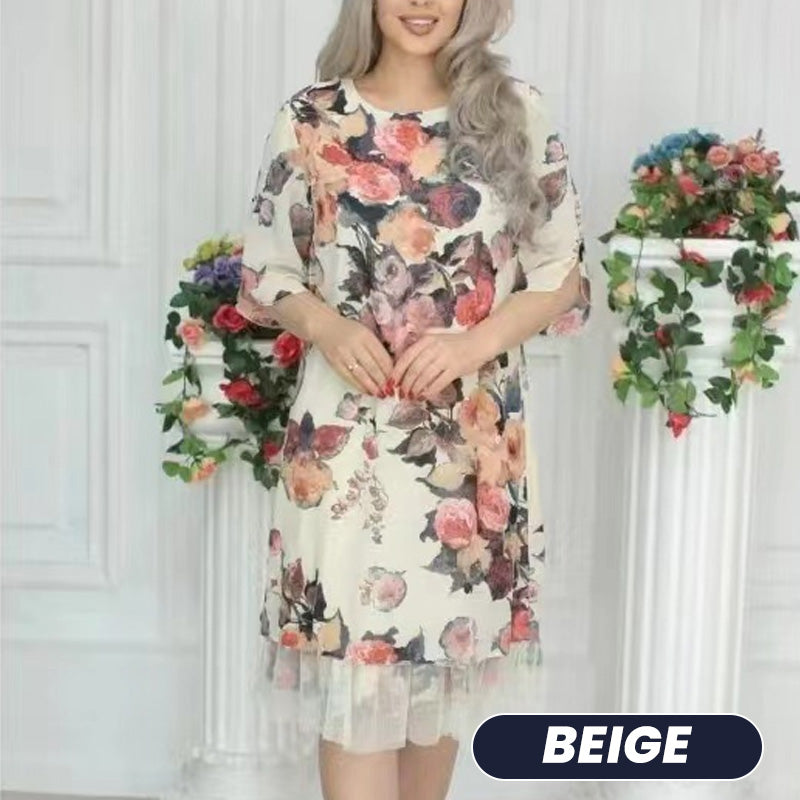 New Arrival🌸Women's Elegant Rose Print Loose Dress