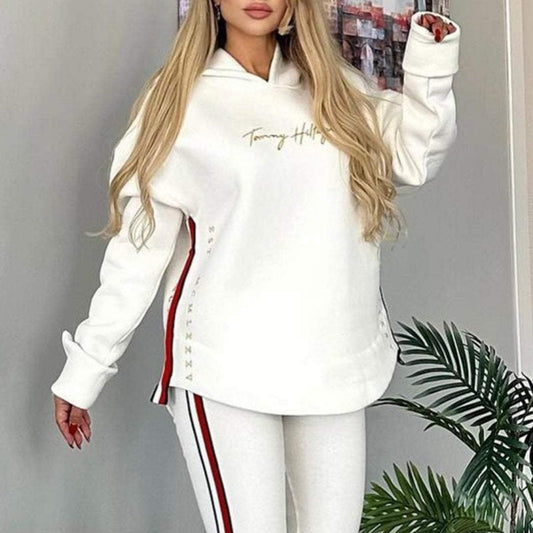 🔥2025 New Arrival - 50% OFF🎉Women's Long-Sleeved Striped Casual Hooded Top&pant ✈️Free Shippings