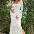 🌸Spring Specials💐 Lace Flared Sleeves Split Hem Waisted Dress
