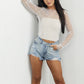 🔥Women's Sheer Mesh Bubble Beaded Long Sleeve Top