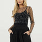 🔥Women's Sheer Mesh Bubble Beaded Long Sleeve Top