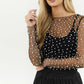 🔥Women's Sheer Mesh Bubble Beaded Long Sleeve Top