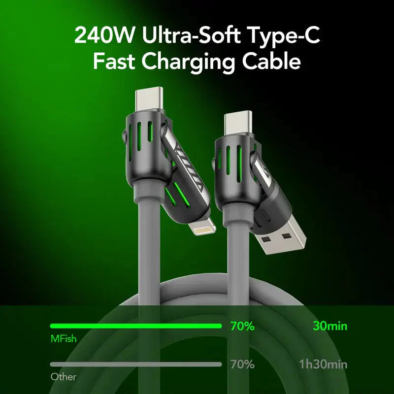 🔥Limited Time Buy 1 Get 1 Free⚡ 4-in-1 Multi 240W Fast Charging Cable⚡