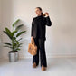 Women's Solid Color Knit Top & Pants Two Piece Set