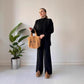 Women's Solid Color Knit Top & Pants Two Piece Set