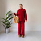 Women's Solid Color Knit Top & Pants Two Piece Set