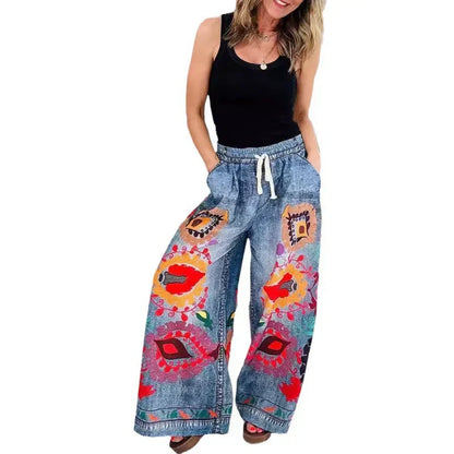 2025 New Arrival- 49% OFF🔥Women's Drawstring Faux Denim Casual Pants