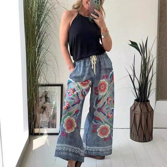 2025 New Arrival- 49% OFF🔥Women's Drawstring Faux Denim Casual Pants