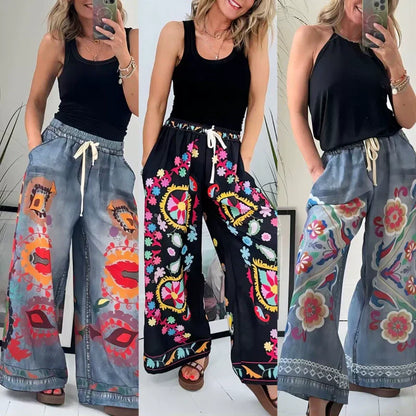 2025 New Arrival- 49% OFF🔥Women's Drawstring Faux Denim Casual Pants