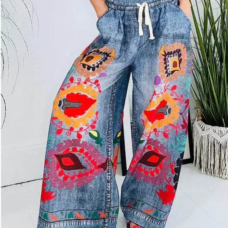 2025 New Arrival- 49% OFF🔥Women's Drawstring Faux Denim Casual Pants