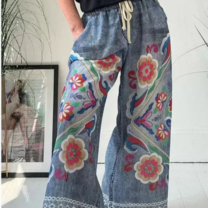 2025 New Arrival- 49% OFF🔥Women's Drawstring Faux Denim Casual Pants