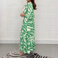 V-Neck Zebra Stripe Waistline 3/4 Sleeve Dress