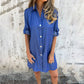 Women's Casual Denim Lapel Dress