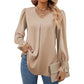 Women's Casual Solid Color V-Neck Long Sleeve Blouse