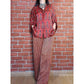 💥Hot Sale🍃Women's Fashion Loose Casual Printed Shirt and Striped Wide Leg Pants Set