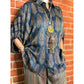 💥Hot Sale🍃Women's Fashion Loose Casual Printed Shirt and Striped Wide Leg Pants Set