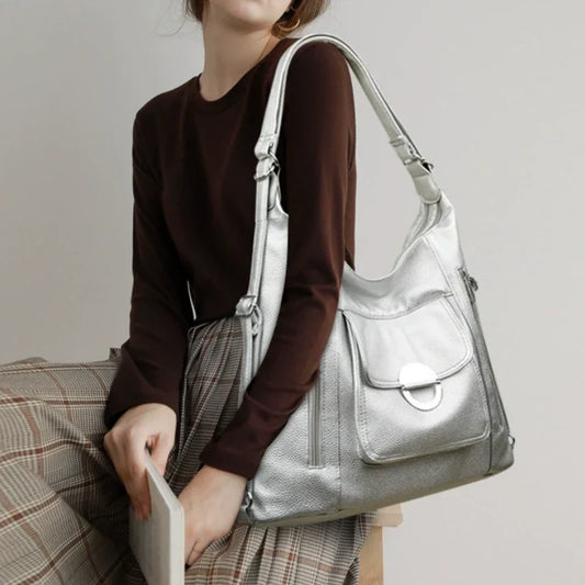Women's Convertible Stylish PU Leather Bag with Multiple Pockets