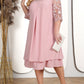 🌸Spring Specials💐 Women's Embroidered Chiffon Splicing Round Neck Dress