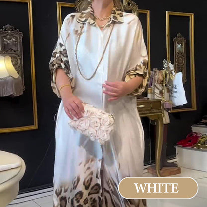 🌸Spring Specials🌸Women's Printed Lapel Long-Sleeved Maxi Dress