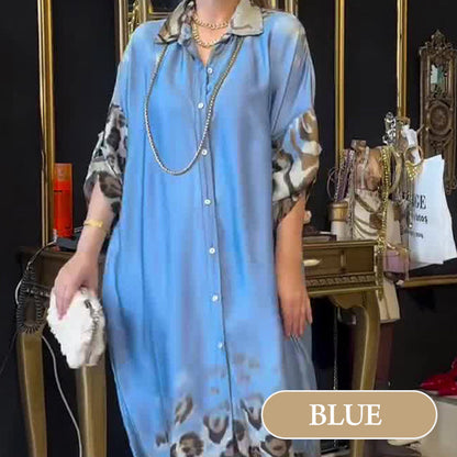 🌸Spring Specials🌸Women's Printed Lapel Long-Sleeved Maxi Dress