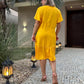 Women's Fashion Solid Color V-Neck Button Loose Dresses