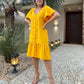Women's Fashion Solid Color V-Neck Button Loose Dresses