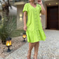 Women's Fashion Solid Color V-Neck Button Loose Dresses