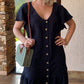 Women's Fashion Solid Color V-Neck Button Loose Dresses
