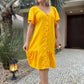 Women's Fashion Solid Color V-Neck Button Loose Dresses