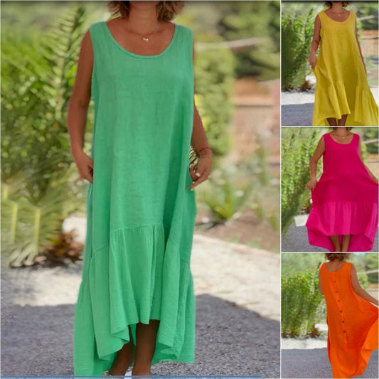 Women’s Casual Round-Neck Sleeveless Dress