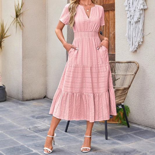 🔥New Summer ❤️Women’s Casual Short-Sleeved V-Neck Maxi Dresses