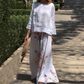 💖Hot Selling 49%OFF💖Solid Tops ＆ Floral Wide-Leg Pants (2-Piece Set)