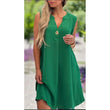 💖Limited Sale 50% OFF💖Solid Color Sleeveless V-Neck Dress with Button Decoration