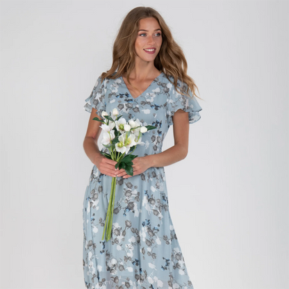💐 SALE 50% OFF💐Short Sleeve Long Dress with Floral Print