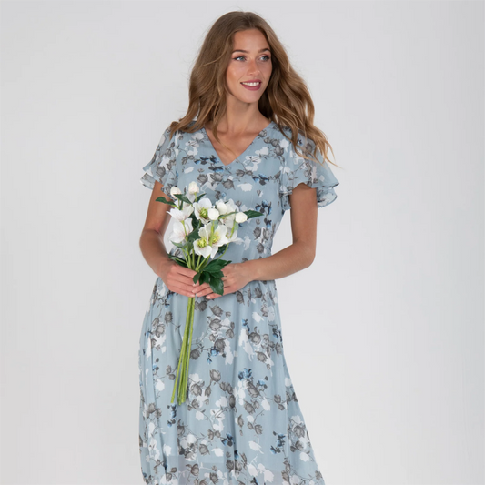 💐 SALE 50% OFF💐Short Sleeve Long Dress with Floral Print