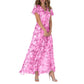 💐 SALE 50% OFF💐Short Sleeve Long Dress with Floral Print