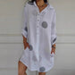 Women's Casual Printed Button-Down Shirt Dress