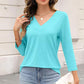 🌸Spring Specials 👚Women's 3/4 Sleeve V Neck Solid Color Top