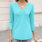 🌸Spring Specials 👚Women's 3/4 Sleeve V Neck Solid Color Top
