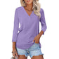 🌸Spring Specials 👚Women's 3/4 Sleeve V Neck Solid Color Top