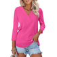 🌸Spring Specials 👚Women's 3/4 Sleeve V Neck Solid Color Top