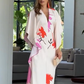 V-Neck Floral Irregular Sleeve Wide Leg Jumpsuit