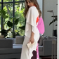 V-Neck Floral Irregular Sleeve Wide Leg Jumpsuit