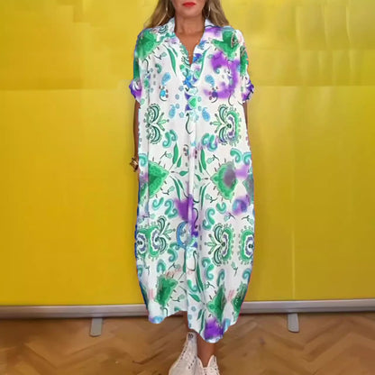 Women's Loose Printed Dress with Pockets