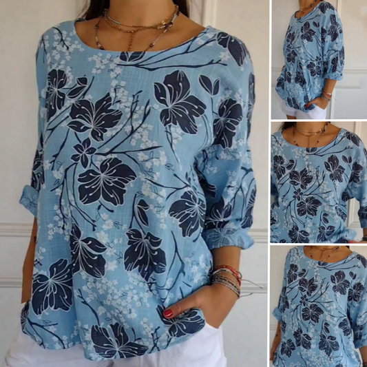 Women's Versatile Casual Printed Round Neck Top