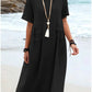 🔥Hot Sale 49% OFF💃Women's Round Neck Cotton Linen Midi Dress